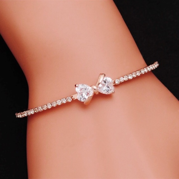 NEW!💙💎BOW🎀ROSE💗💛GOLDEN🎀CZ BANGLE CUFF!🎀💎💙 - Picture 7 of 15